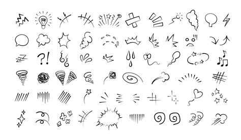 Manga or anime comic emoticon element graphic effects hand drawn doodle ...