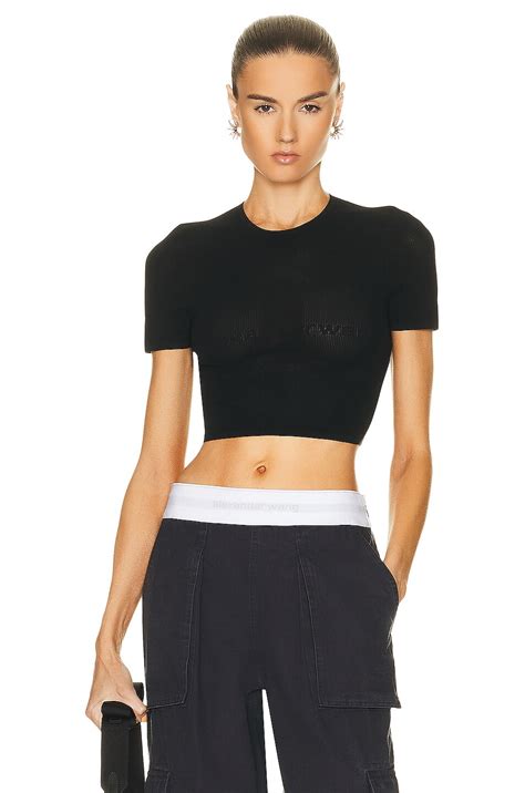 Alexander Wang Logo Mesh Tee in Black | FWRD