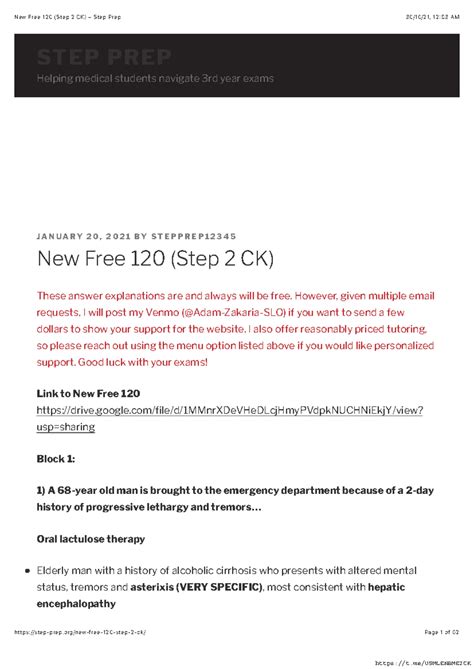 Old Free 120 - Step 2 CK Practice Questions Explanations & Insights ...