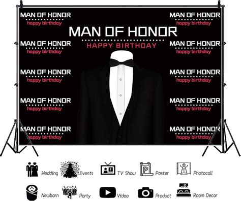 Buy AOFOTO 5x3ft Man of Honor Happy Birthday Backdrop for Men Black ...