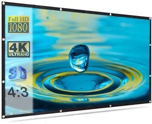 Moiz 150" Inch Projector Screen (Foldable) 10 x 8 Feet 4:3 Ratio 3D UHD ...