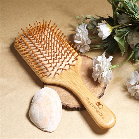 Bamboo Paddle Hair Brush | Bamboo Bristles Detangling Comb | With ...