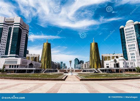 City Center of Astana Nur-Sultan Capital of Kazakhstan with Bayterek Tower in the Middle Stock ...