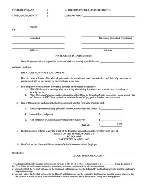 Tippecanoe Indiana Superior Court 4 - Fill Online, Printable, Fillable ...