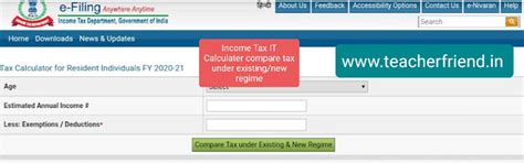 Income Tax IT Calculater compare tax under existing/new regime ...