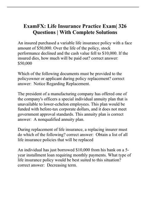 Image result for Life Insurance Exam Practice Questions