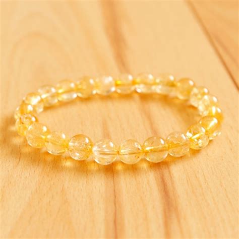 Buy Citrine Beaded Bracelet Stretch Elastic Size : 12 Mm Handmade ...