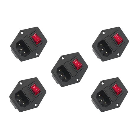 Inlet Module Plug 5A Fuse Switch Male Power Socket 10A 250V 3 Pin ...