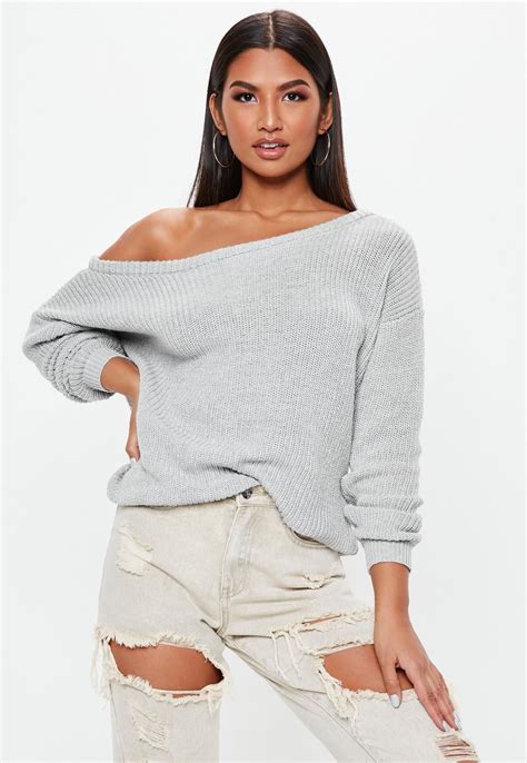 gray off shoulder sweater | Off shoulder sweater, Sweaters for women ...