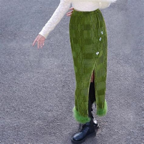 云鬓斜簪 Oriental Fur Chinese Style 3D Velor Long Skirt | Uturi -海外ブランドアイテム ...