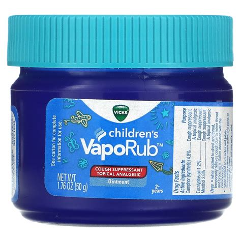 Vicks, Children's VapoRub, Ointment, Cough Suppressant, 2+ Years, 1.76 ...