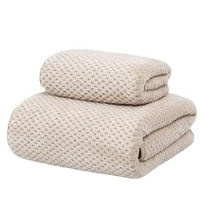 SIMESTICH Ultra Soft Cotton+Velvet Bath Towel Set – 2-Piece Towel Set ...
