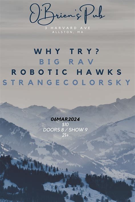 Why Try? / Big Rav / Robotic Hawks / StrangeColorSky, O'Brien's Pub ...