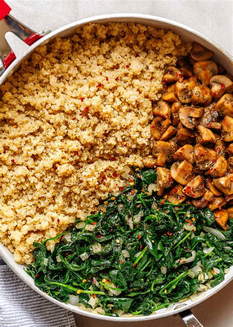 Spinach Mushroom Quinoa Recipe – Quinoa Skillet Recipe — Eatwell101