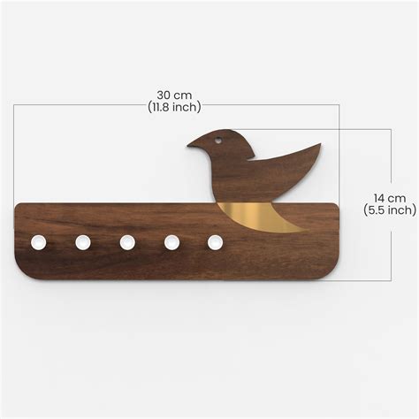 Edell Wall Mounted Decor Key Holder Hanger with 5 Knobs with a Bird De ...