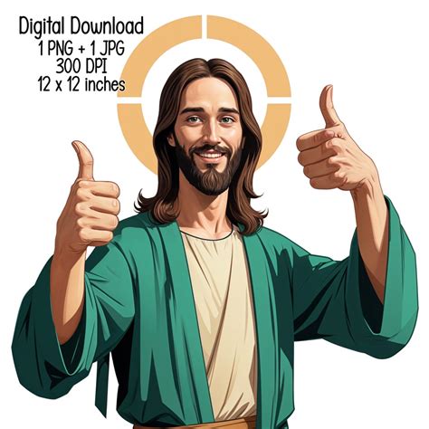 Jesus Thumbs up Transparent Digital Download Humorous Christian Clipart ...
