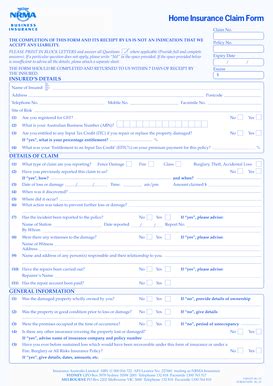 Image result for Home Insurance Claim Form