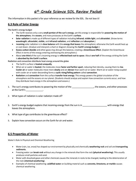 Fillable Online 6th grade science sol review packet Fax Email Print ...