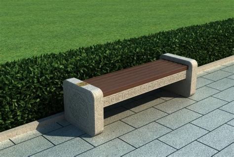 石材公园椅_户外长凳_防腐木实木坐凳-青岛新城市创意科技有限公司