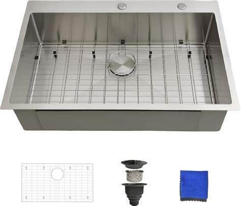 33x22 Drop In Kitchen Sink - Delironexu 16 Gauge Top Mount Stainless ...