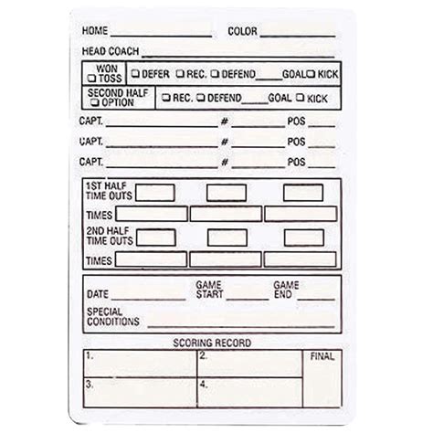 Adams Football Referee Throw Away Reference Game Card, 25 Pack : Amazon ...
