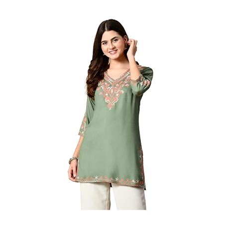 Buy Liboza Embroidered Kashmiri Tunic Top, Short Kurti for Women on ...