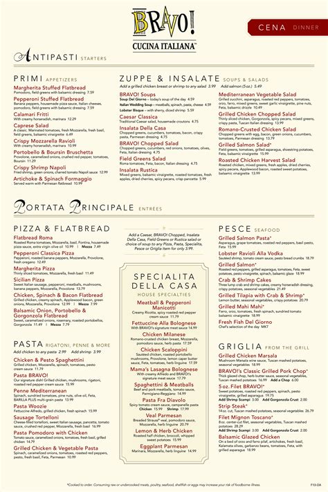 Menu at Bravo! Italian Kitchen pub & bar, Leawood, W 117th St