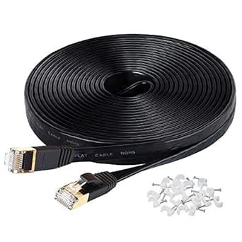 Cat7 Ethernet Cable, 50 FT High Speed 10 Gigabit Shielded Flat Network ...