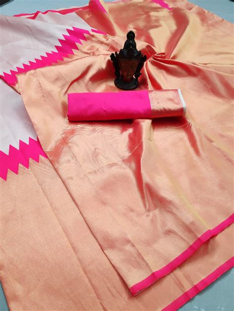 Buy Indian Kanchipuram Soft Silk Weaving Work Saree With Online in ...