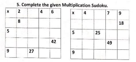 5. Complete the given Multiplication Sudoku. - Brainly.in