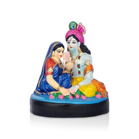 Giri - Sitting Radha Krishna Golu Doll | Kolu Bommai | Clay Dolls