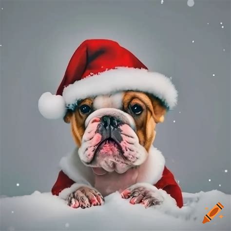 Cute french bulldog with santa hat on Craiyon
