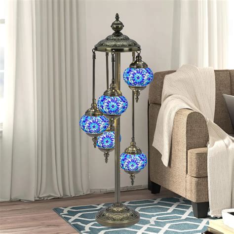 Marrakech Turkish 38" Floor Lamp with Bronze Base Handmade 5 Globes ...