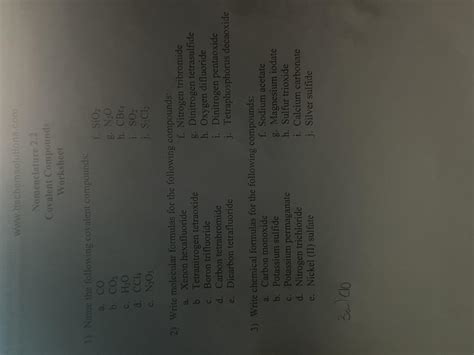 Write each formulas for the following compounds - Brainly.in
