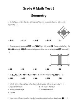 Image result for Grade 6 Math Test Printable