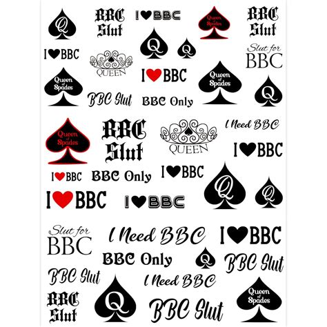 Amazon.com: 40 Kinky Temporary Tattoos - Queen of Spades, BBC Slut, BBC ...