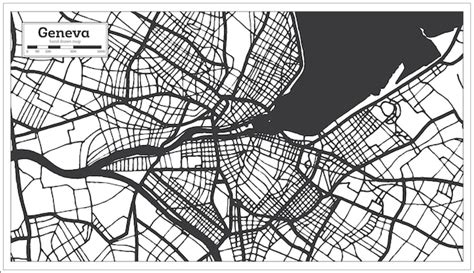 Mapa da cidade de Genebra Suíça em preto e branco em estilo retrô ...