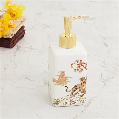 Buy Art of Asia-Tiger Tales White Printed Ceramic Soap Dispenser from ...