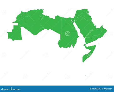 Arab World States. Blank Political Map of 22 Arabic-speaking Countries of the Arab League Stock ...