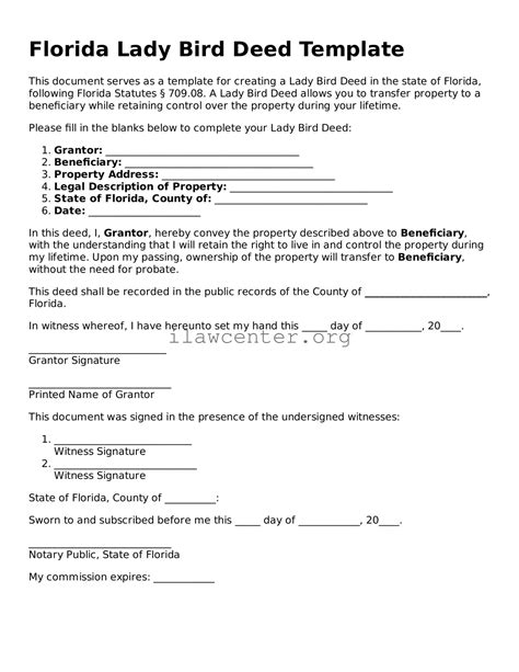 Valid Florida Lady Bird Deed Forms > Fillable Template