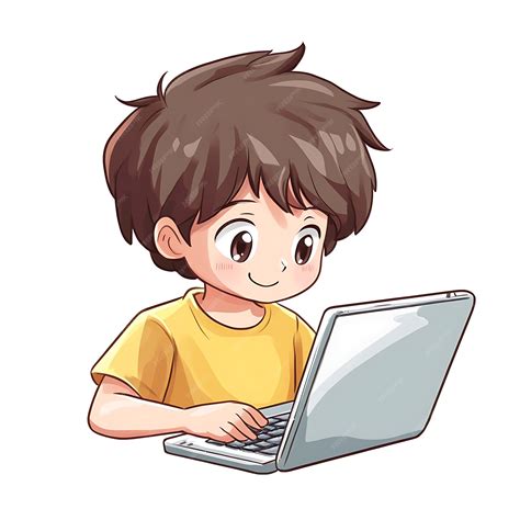 Boy Using Computer Cartoon 的图像结果