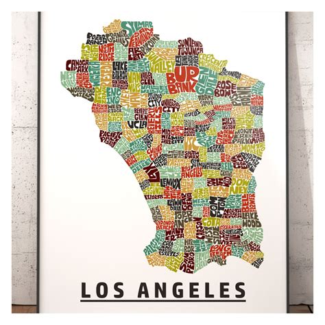 Los Angeles Neighborhood Map Print, Signed Print of My Original Hand ...