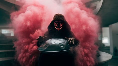 Gas Masked Character With Helmet Exuding Smoke | 4K HD Wallpaper Download