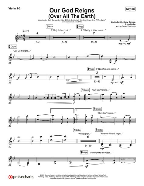 Our God Reigns (Over All The Earth) (Live) Violin Sheet Music PDF ...