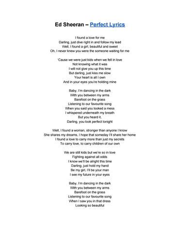 Ed sheeran – perfect lyrics by Elvina Nadira - Issuu
