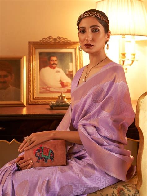 Buy Purple Zari Woven Silk Festival Wear Saree From Ethnic Plus