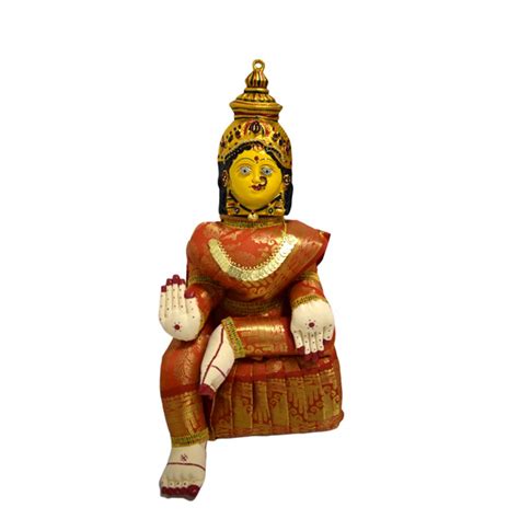 Buy Puja N Pujari Fabric Varalakshmi Idol with Face Mask Saree (Red and ...