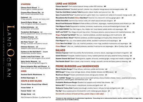Menu for Land Ocean Restaurant Roseville in Roseville, CA | Sirved