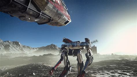 Download wallpaper landscape, desert, ship, robot, stars, cabin ...