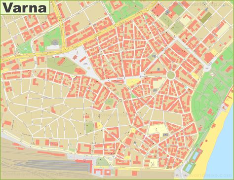 Varna city center map - Ontheworldmap.com
